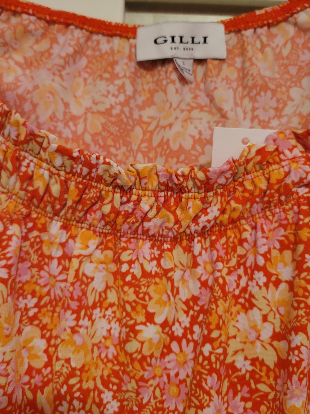 Gilli Orange Pink Floral Sleeveless Tank Top - Picture 4 of 5